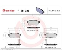 P28025 Kit pastiglie freno, Freno a disco Brembo