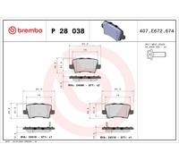P28038 Kit pastiglie freno, Freno a disco Brembo