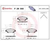 P28050 Kit pastiglie freno, Freno a disco Brembo