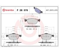 P28076 Kit pastiglie freno, Freno a disco Brembo
