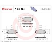 P30024 Kit pastiglie freno, Freno a disco Brembo