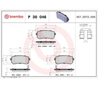 P30046 Kit pastiglie freno, Freno a disco Brembo