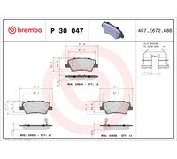 P30047 Kit pastiglie freno, Freno a disco Brembo