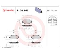 P30067 Kit pastiglie freno, Freno a disco Brembo