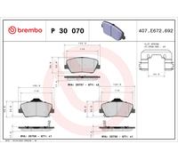 P30070 Kit pastiglie freno, Freno a disco Brembo