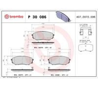 P30086 Kit pastiglie freno, Freno a disco Brembo