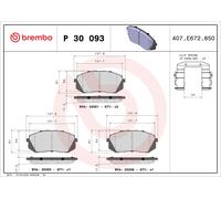 P30093 Kit pastiglie freno, Freno a disco Brembo