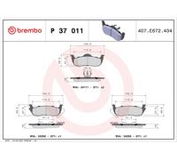 P37011 Kit pastiglie freno, Freno a disco Brembo