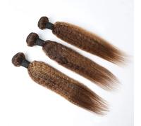 P4/27 Meches Bionde con Lisce Yaki, Capelli Vergini Brasiliani Non Trattati, Extension for Castani, 1/3/4 Pacchi Topper per Capelli da Donna(24 26 28)