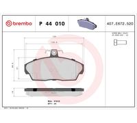 P44010 Kit pastiglie freno, Freno a disco Brembo
