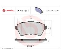 P44011 Kit pastiglie freno, Freno a disco Brembo