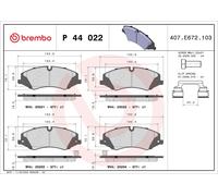 P44022 Kit pastiglie freno, Freno a disco Brembo