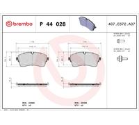 P44028 Kit pastiglie freno, Freno a disco Brembo