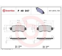 P49047 Kit pastiglie freno, Freno a disco Brembo