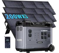 P5000 Pro Centrale Elettrica Portatile 4000W con 3 Pannello da 200W, 5120Wh Generatore Solare con Batteria LiFePO4, Controllo APP, Ricarica 2.2h, 15 Porte, Portable Power Station per Campeggio, Casa