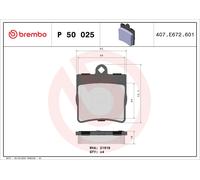 P50025 Kit pastiglie freno, Freno a disco Brembo