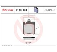 P50033 Kit pastiglie freno, Freno a disco Brembo