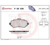 P50036 Kit pastiglie freno, Freno a disco Brembo