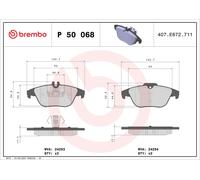 Set di pastiglie freno BREMBO P 50 068, posteriore