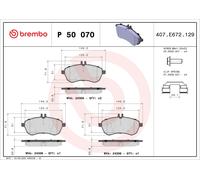 P50070 Kit pastiglie freno, Freno a disco Brembo