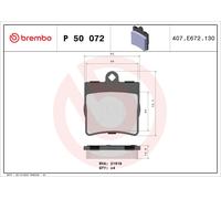 P50072 Kit pastiglie freno, Freno a disco Brembo