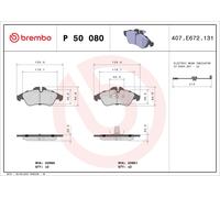 P50080 Kit pastiglie freno, Freno a disco Brembo