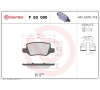 P50090 Kit pastiglie freno, Freno a disco Brembo