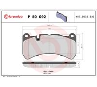 P50092 Kit pastiglie freno, Freno a disco Brembo