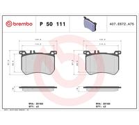 KIT PASTIGLIE FRENO ANT BREMBO MERCEDES-BENZ SL 400 270KW 16> P50111