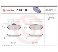 P50118 Kit pastiglie freno, Freno a disco Brembo