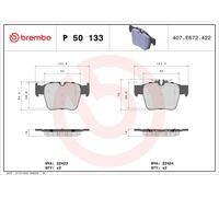P50133 Kit pastiglie freno, Freno a disco Brembo