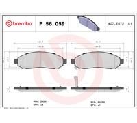 P56059 Kit pastiglie freno, Freno a disco Brembo