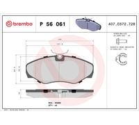 P56061 Kit pastiglie freno, Freno a disco Brembo