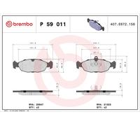 P59011 Kit pastiglie freno, Freno a disco Brembo