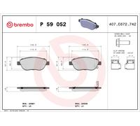 P59052 Kit pastiglie freno, Freno a disco Brembo