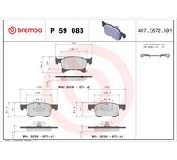 P59083 Kit pastiglie freno, Freno a disco Brembo
