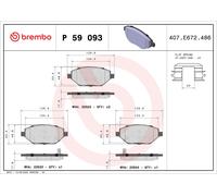 P59093 Kit pastiglie freno, Freno a disco Brembo
