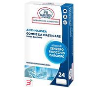 P6 Nausea Control, Gomme da Masticare Azione Anti-Nausea, Senza Zucchero, a base di Zenzero, Finocchio e Carciofo, Sollievo per Nausea e Difficoltà Digestive - 1 Confezione da 24 Gomme
