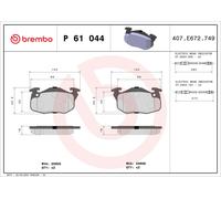 P61044 Kit pastiglie freno, Freno a disco Brembo