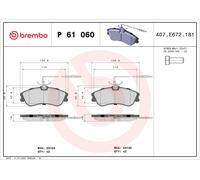 P61060 Kit pastiglie freno, Freno a disco Brembo