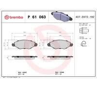 P61063 Kit pastiglie freno, Freno a disco Brembo