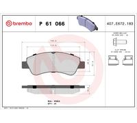 Set di pastiglie freno BREMBO P 61 066, anteriore