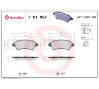 P61067 Kit pastiglie freno, Freno a disco Brembo