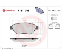 P61068 Kit pastiglie freno, Freno a disco Brembo