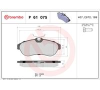 P61075 Kit pastiglie freno, Freno a disco Brembo