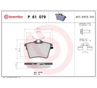P61079 Kit pastiglie freno, Freno a disco Brembo