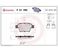 P61080 Kit pastiglie freno, Freno a disco Brembo