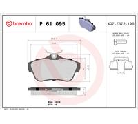 P61095 Kit pastiglie freno, Freno a disco Brembo