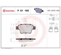 P61100 Kit pastiglie freno, Freno a disco Brembo