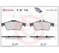 P61110 Kit pastiglie freno, Freno a disco Brembo